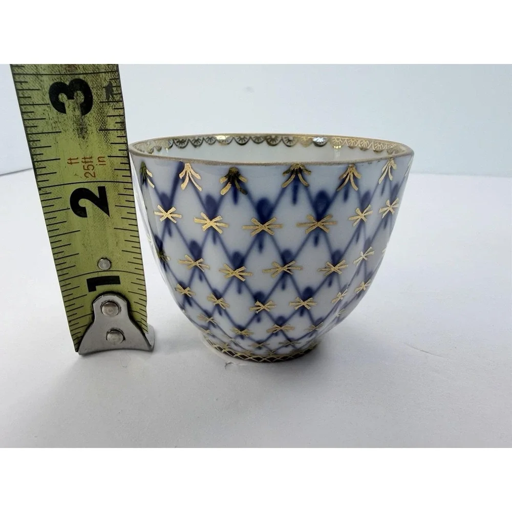 Lomonosov Cobalt Blue Net Mini Open‎ Sugar Bowl Porcelain Russia